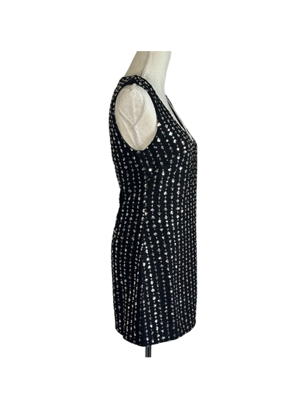 Seni & Cade Black Sequin V-Neck Mini Dress - Picture 6 of 7